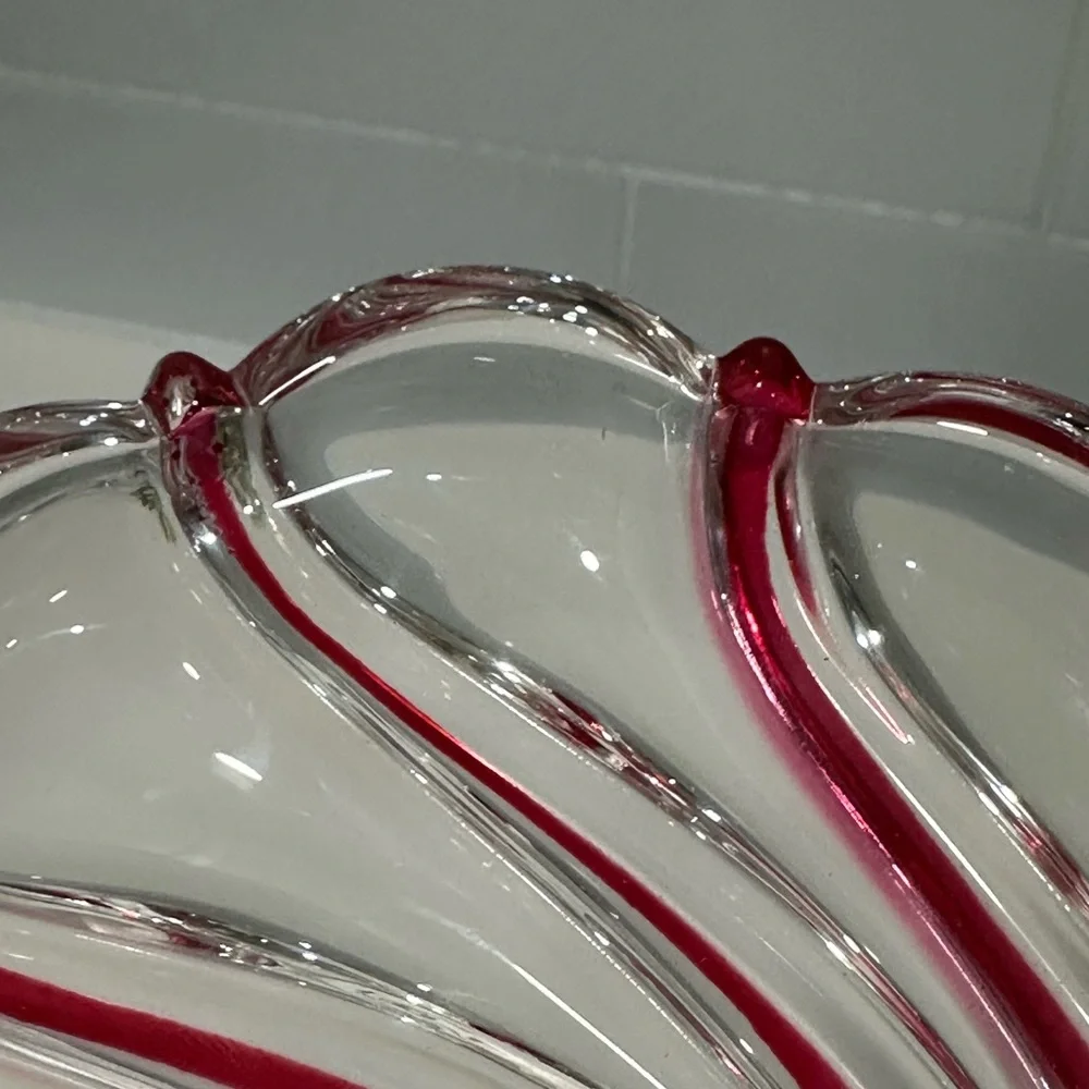 Vintage Mikasa Peppermint Red Swirl Candy Dish 9 1/2